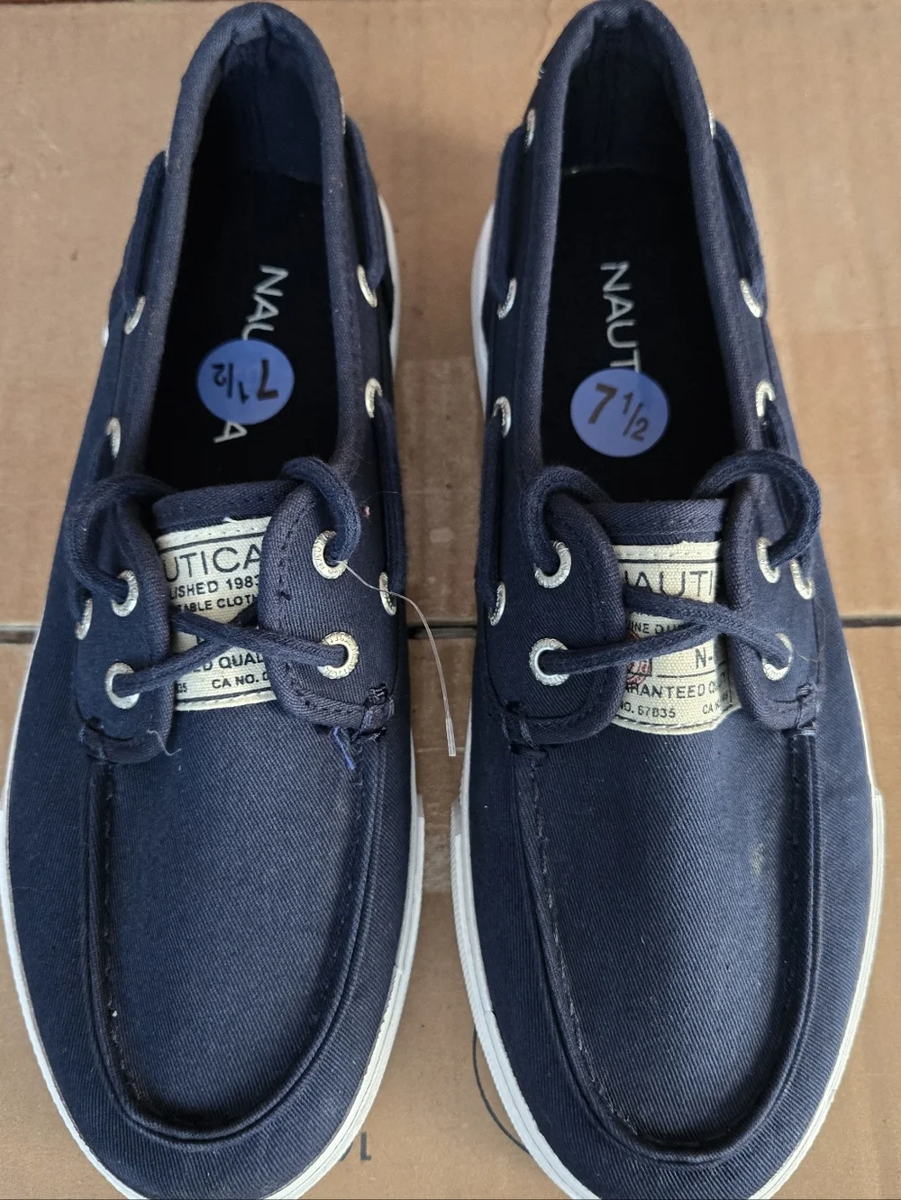 Nautica Men’s Boat Shoes Navy‎ Canvas Deck Sneakers Size 7.5 Casual Lace-Up